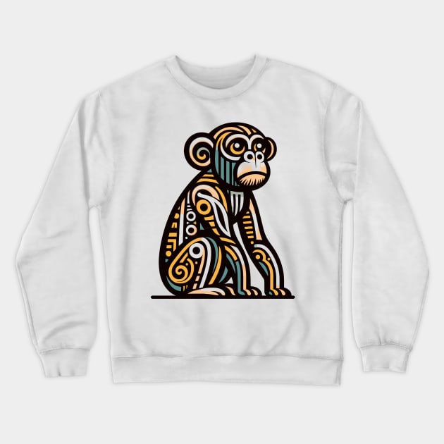 Pop art monkey illustration. cubism illustration of monkey Crewneck Sweatshirt by gblackid